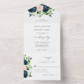 Rustieke bloemenelegante kalligrafie bruiloft RSVP All In One Uitnodiging (Binnen)