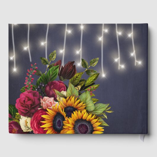 Rustieke bloemenelegante navy bordeaux winter brui gastenboek (Achterkant)