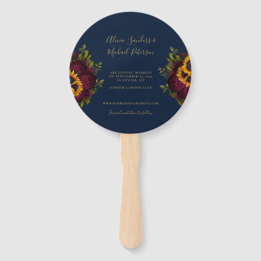 Rustieke bloemenelegante script bruiloft opslaan d handwaaier (Achterkant)