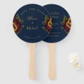 Rustieke bloemenelegante script bruiloft opslaan d handwaaier (Voorkant en achterkant)