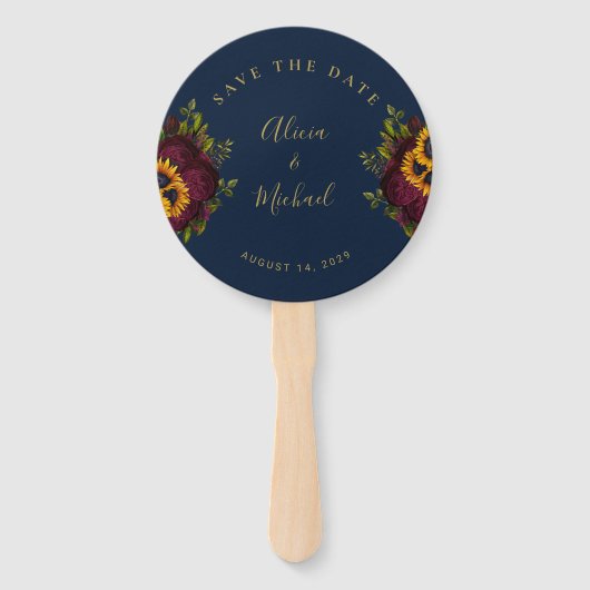 Rustieke bloemenelegante script bruiloft opslaan d handwaaier (Voorkant)