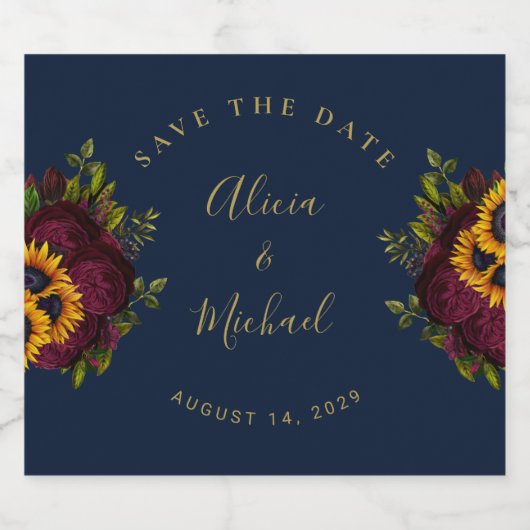 Rustieke bloemenelegante script bruiloft opslaan d sparkling wijnetiket (Enkel label)