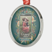 Rustieke bloemenfoto metalen ornament (Links)