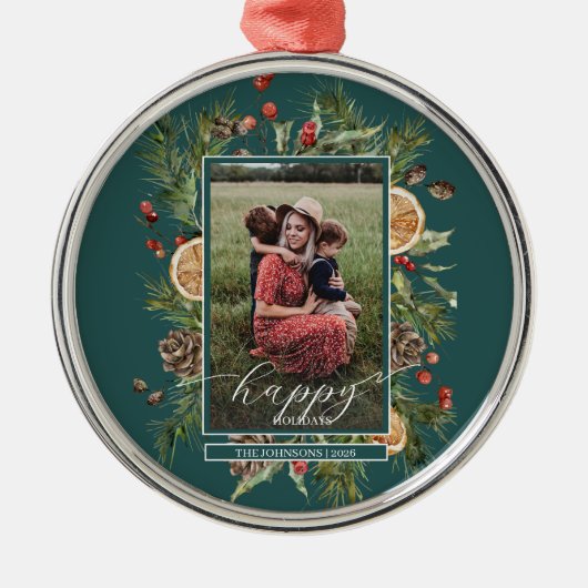 Rustieke bloemenfoto metalen ornament (Voorkant)