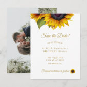 Rustieke bloemenfoto sla de trouwdatum op aankondigingskaart (Voorkant / Achterkant)