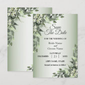 Rustieke bloemengebouwen Eucalyptusbladeren Save The Date (Voorkant / Achterkant)