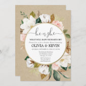 Rustieke bloemengender onthulling, herfst gender o kaart (Voorkant / Achterkant)