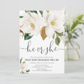 Rustieke bloemengeslacht onthullen, witte magnolia kaart (Staand voorkant)