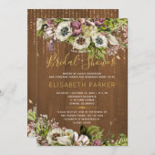 Rustieke bloemengoud ivoor hout herfst vrijgezelle kaart (Voorkant / Achterkant)