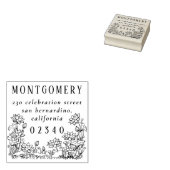 Rustieke Bloemengrens Familienaam & Retouradres Rubberstempel (Gestempeld)