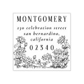 Rustieke Bloemengrens Familienaam & Retouradres Rubberstempel (Afrduk)