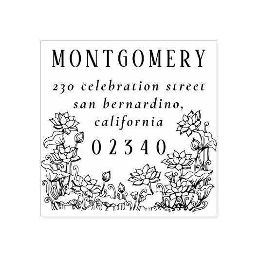Rustieke Bloemengrens Familienaam & Retouradres Rubberstempel (Afrduk)