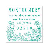 Rustieke Bloemengrens Familienaam & Retouradres Zelfinktende Stempel (Design)