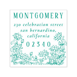 Rustieke Bloemengrens Familienaam & Retouradres Zelfinktende Stempel