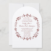 Rustieke bloemenguirlande Folk Art Marsala Bruilof Kaart (Voorkant)