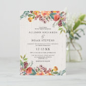 Rustieke bloemenherfst herfst bordeaux blozen brui kaart (Staand voorkant)