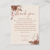 Rustieke bloemenherfst herfst bruiloft dank u plaatskaartje (Voorkant)