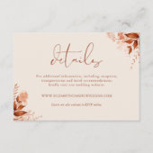 Rustieke bloemenherfst herfst bruiloft details informatiekaartje (Voorkant)