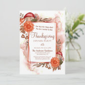 Rustieke bloemenherfstbladeren Thanksgiving diner Kaart (Staand voorkant)