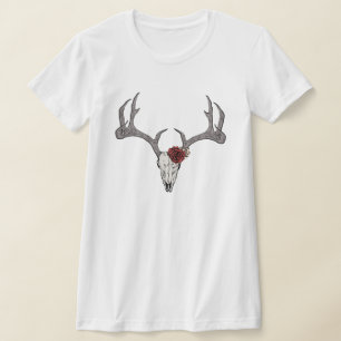 Rustieke Bloemenherten Reindeer Schedel Antlers T-shirt