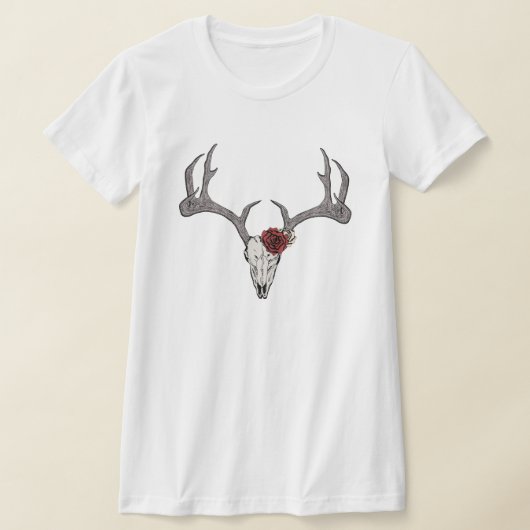 Rustieke Bloemenherten Reindeer Schedel Antlers T-shirt (Laagn)
