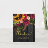 Rustieke bloemenhouten bruiloft dank u bedankkaart (Voorkant)