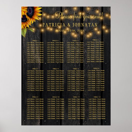 Rustieke bloemenhouten lichten bruiloft zithoek gr poster (Voorkant)