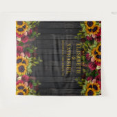 Rustieke bloemenhouten trouwfotocabine achtergrond wandkleed (Voorkant (horizontaal))