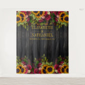 Rustieke bloemenhouten trouwfotocabine achtergrond wandkleed (Voorkant)