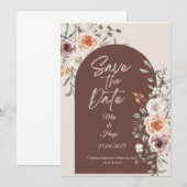 Rustieke bloemenkaart om de datum te reserveren kaart (Voorkant / Achterkant)