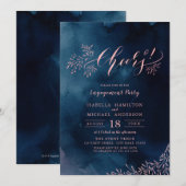 Rustieke bloemenkalligrafie juicht verlovingsfeest kaart (Voorkant / Achterkant)