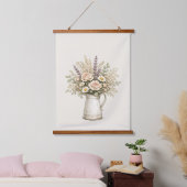 Rustieke bloemenkan hangend wandkleed (Slaapkamer)