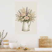 Rustieke bloemenkan poster (Keuken)