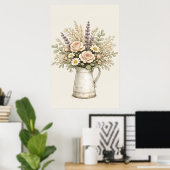 Rustieke bloemenkan poster (Thuiskantoor)