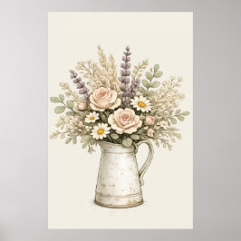 Rustieke bloemenkan poster