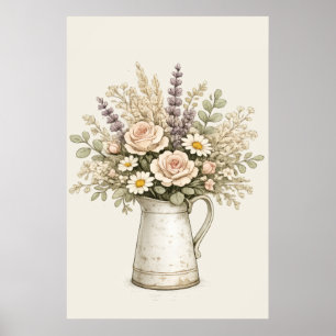 Rustieke bloemenkan poster