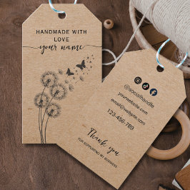 Rustieke bloemenkraft ambachtelijk met liefde cadeaulabel