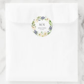 Rustieke Bloemenkrans Bruiloft Monogram Stickers (Tas)