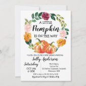 Rustieke Bloemenkrans Little Pumpkin Baby shower Kaart (Voorkant)