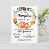 Rustieke Bloemenkrans Little Pumpkin Baby shower Kaart (Staand voorkant)