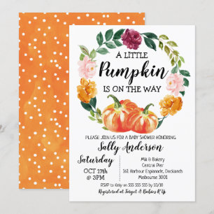 Rustieke Bloemenkrans Little Pumpkin Baby shower Kaart