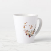 Rustieke bloemenkrans met uw monogram latte mok (Rechterhoek)