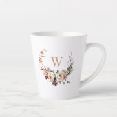 Rustieke bloemenkrans met uw monogram latte mok (Rechts)