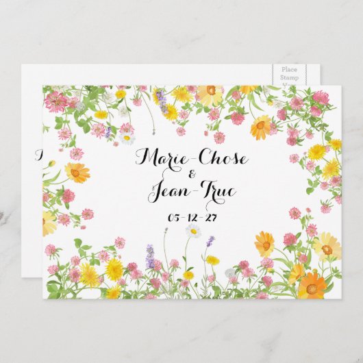 Rustieke bloemenkrans Quebec Bewaar de datum Feestdagenkaart (Voorkant / Achterkant)