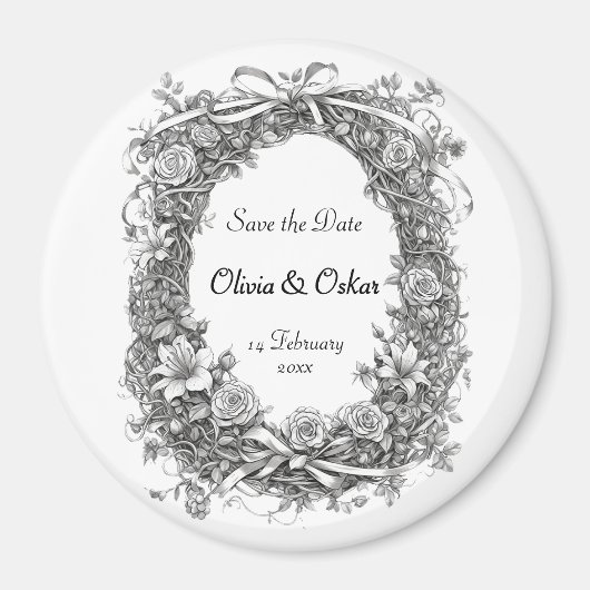 Rustieke Bloemenkrans, Save the Date Magneet (Voorkant)