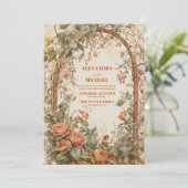  rustieke bloemenkunst nouveau bruiloft kaart (Staand voorkant)