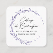 Rustieke bloemenlavendel harten krans vierkante visitekaartje (Voorkant)