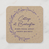 Rustieke bloemenlavendel harten krans vierkante visitekaartje (Voorkant)