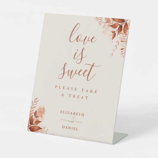 Rustieke bloemenliefde is een zoete gunst reclamebord met voetstuk (Voorkant)