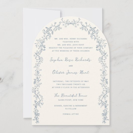 Rustieke  Bloemenlijn Art Arch Wedding Kaart (Voorkant)